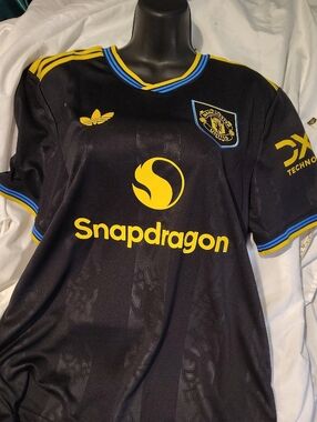 adidas Black and Yellow Manchester United Snapdragon Football Jersey